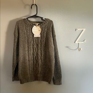 Cozy Cable Knit Kids Sweater - Sage Green